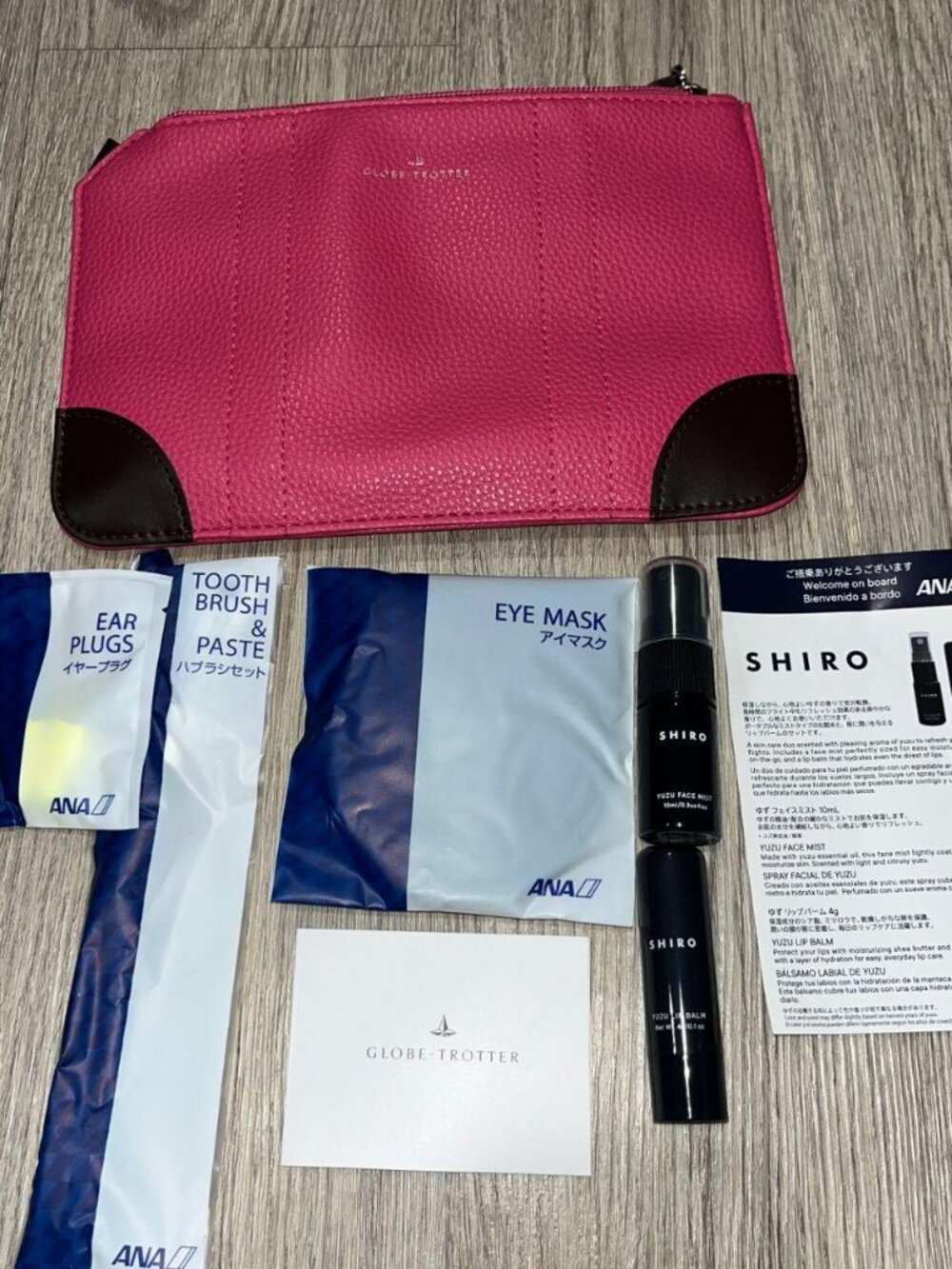 NWT ANA Business Class Globe Trotter Pink Amenity Kit